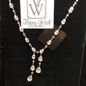 Gorgeous CZ Double Drop Pear Shape Necklace